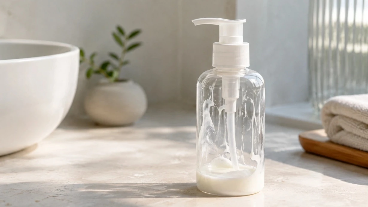 Lotion remaining at the bottom and sides of a pump bottle Lotion remaining at the bottom and sides of a pump bottle
