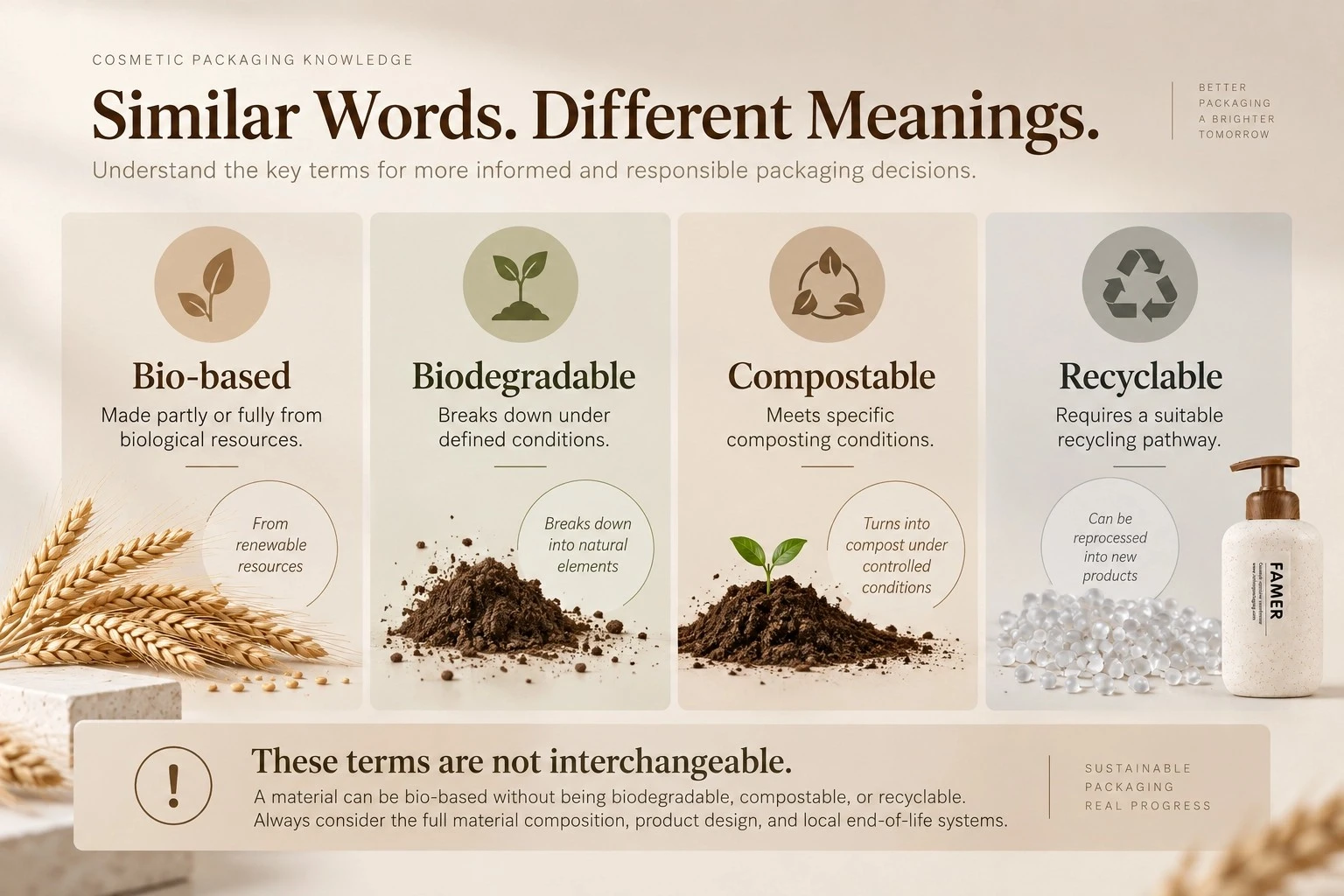 Difference between bio-based biodegradable compostable and recyclable packaging Difference between bio-based biodegradable compostable and recyclable packaging
