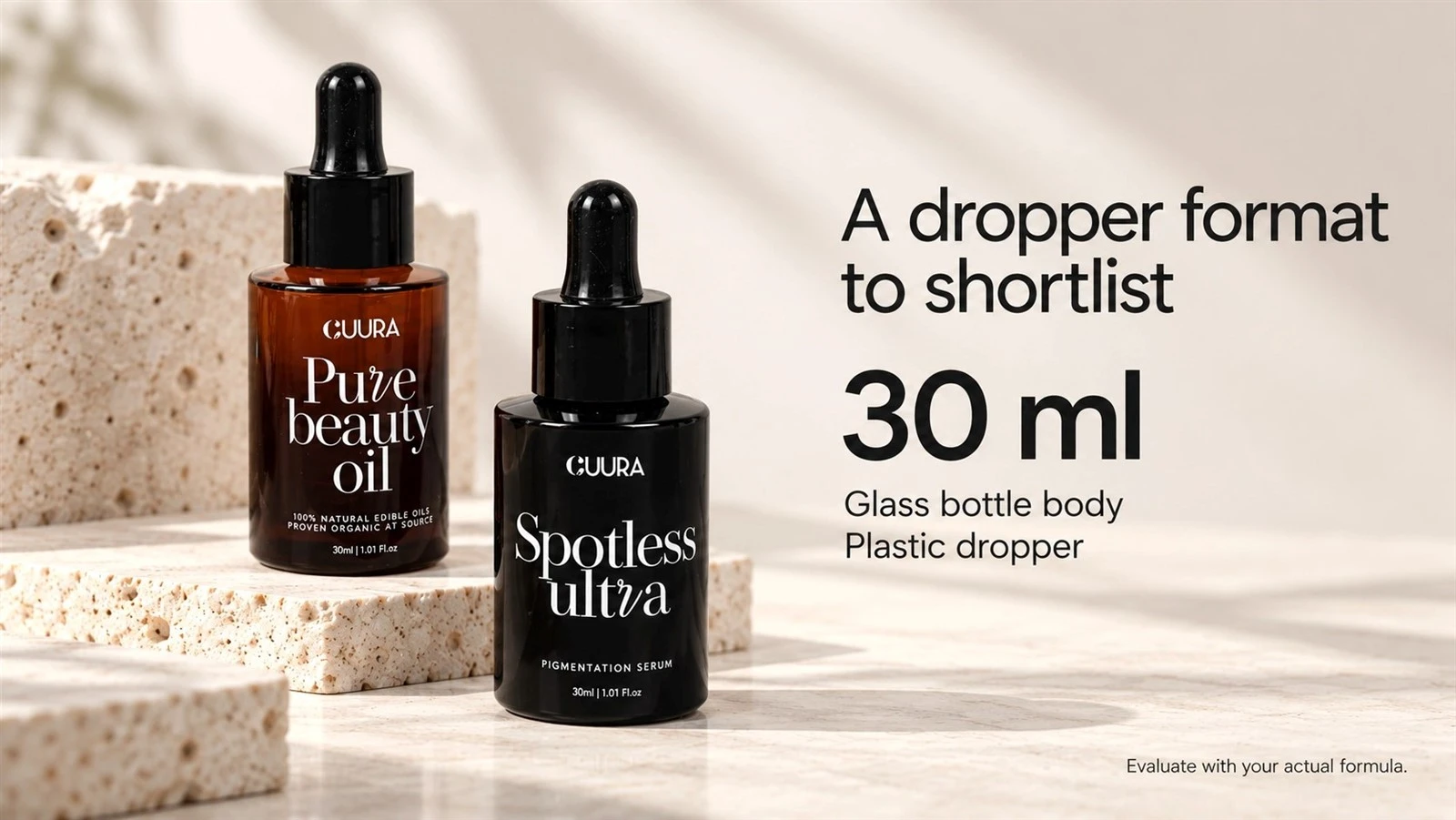 FAMER 30 ml dropper bottle beside specifications identifying its glass bottle body and plastic dropper. FAMER 30 ml dropper bottle beside specifications identifying its glass bottle body and plastic dropper.